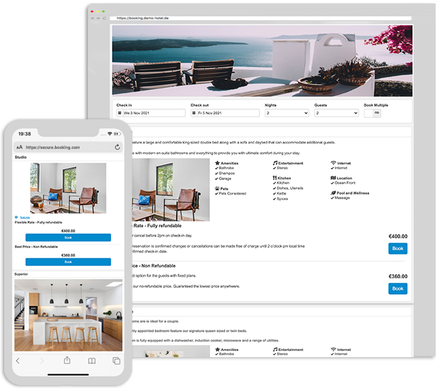 Online Buchungssystem für Ferienvermietung, Hotel